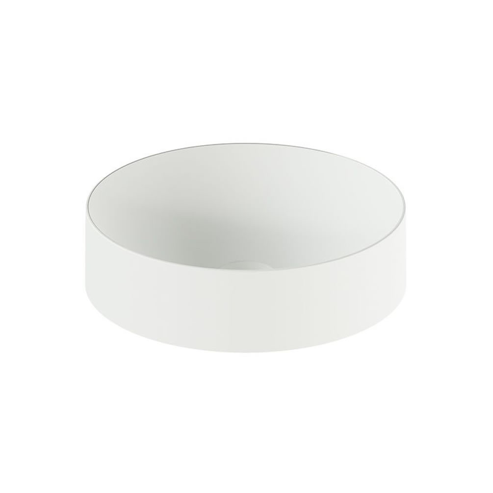 Vado Cameo Arctic White Mineral Cast Round Countertop Basin